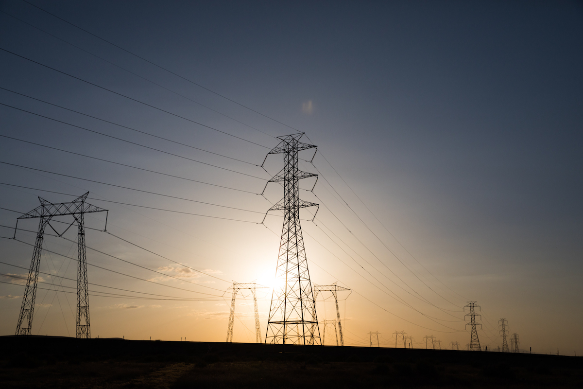 Power lines line the California landscape.