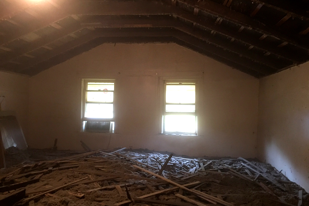 A bedroom of a house during remodeling.