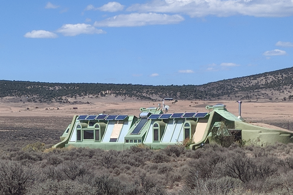 An earthship in the desert.