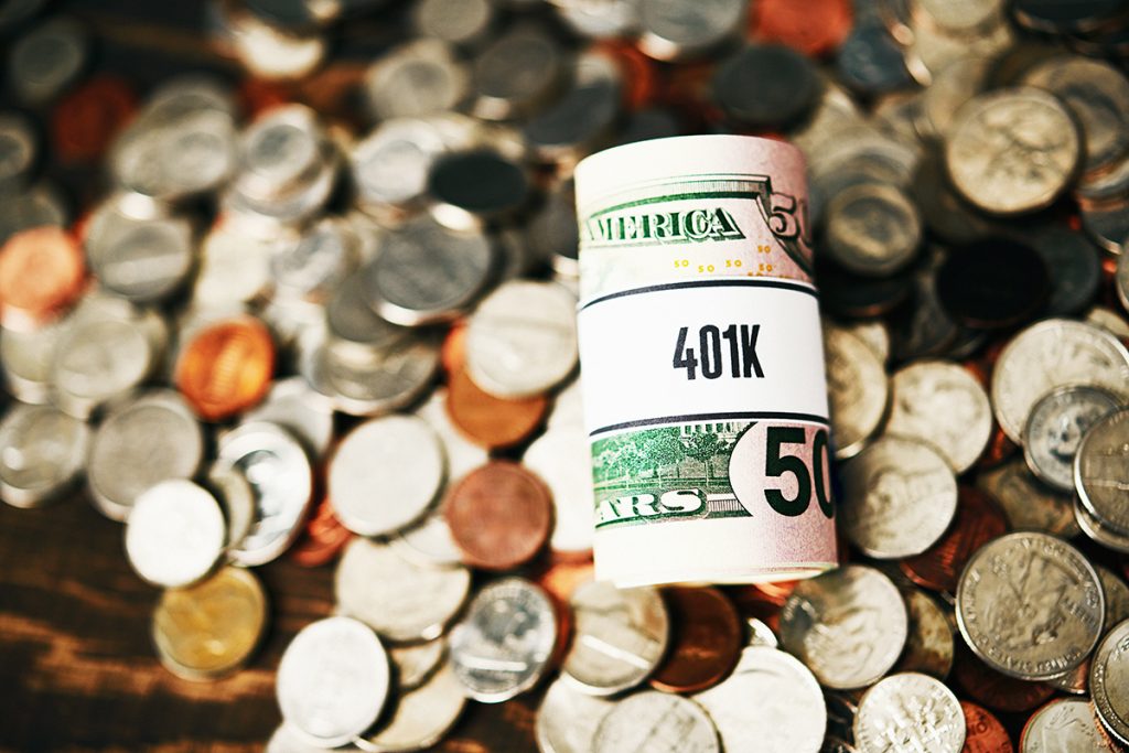 Money roll for 401K with coins