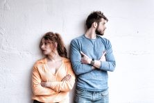 Serious couple looking away from each other