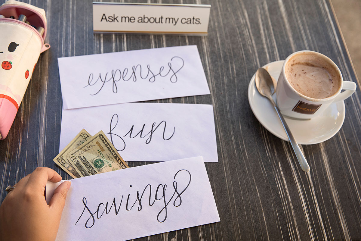 Detail of envelopes for budgeting