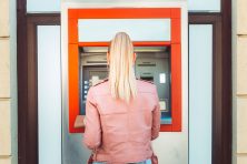 A woman at the ATM