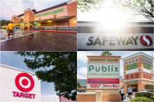 Exterior photos of Whole Foods, Safeway, Target and Publix are shown in this set of images.