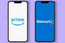 An illustration shows the amazon prime and walmart plus logos.