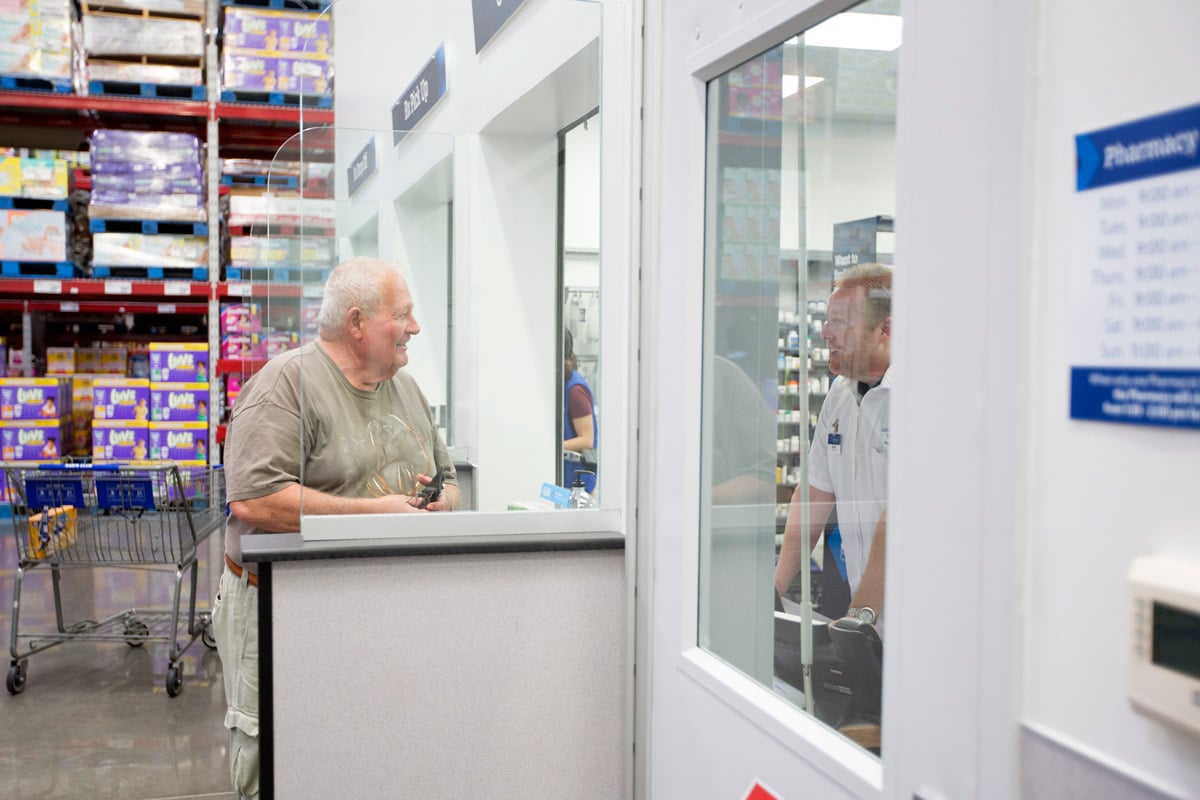 A man visits the pharmacy at Sam's Club.