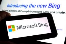 The Microsoft Bing logo and the website's page are shown in this photo.