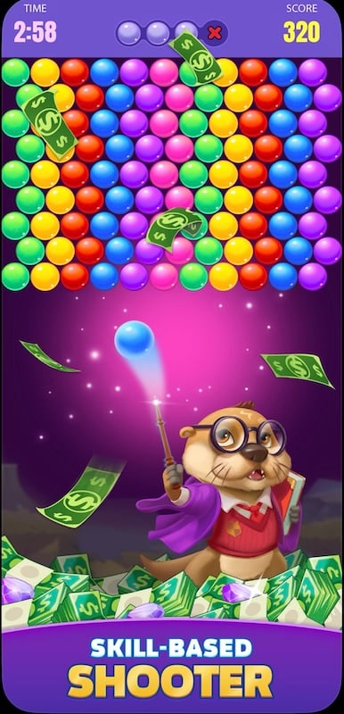 This screenshot shows the interface of a Bubble Cash game.