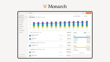 Monarch budgeting app dashboard showing shared accounts and joint savings goals