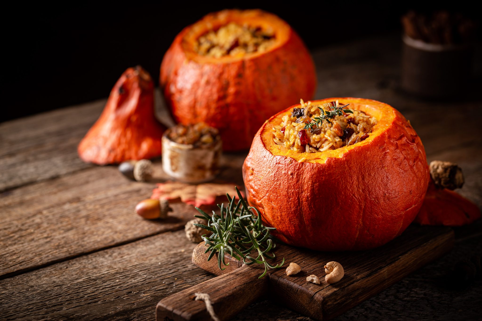 Pumpkin stuffed with rice