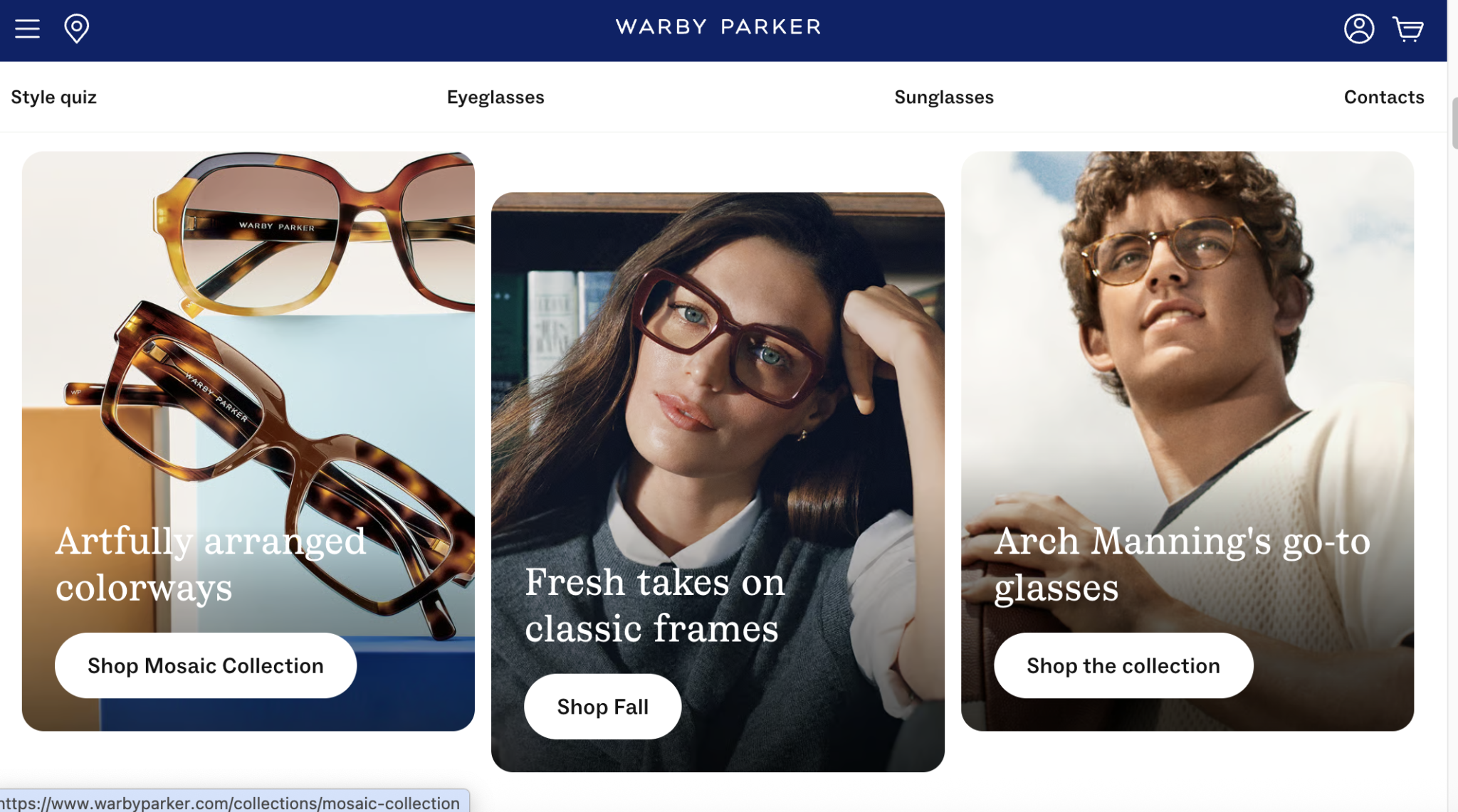 Warby Parker screenshot