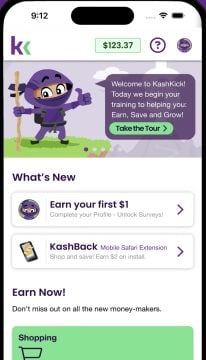 KashKick offer wall with surveys and install rewards.