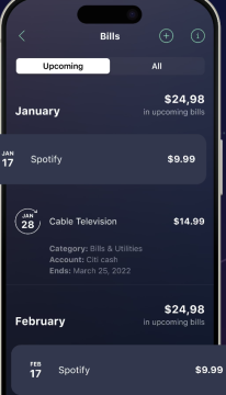 PocketGuard app shows example of its bill organizer tool.
