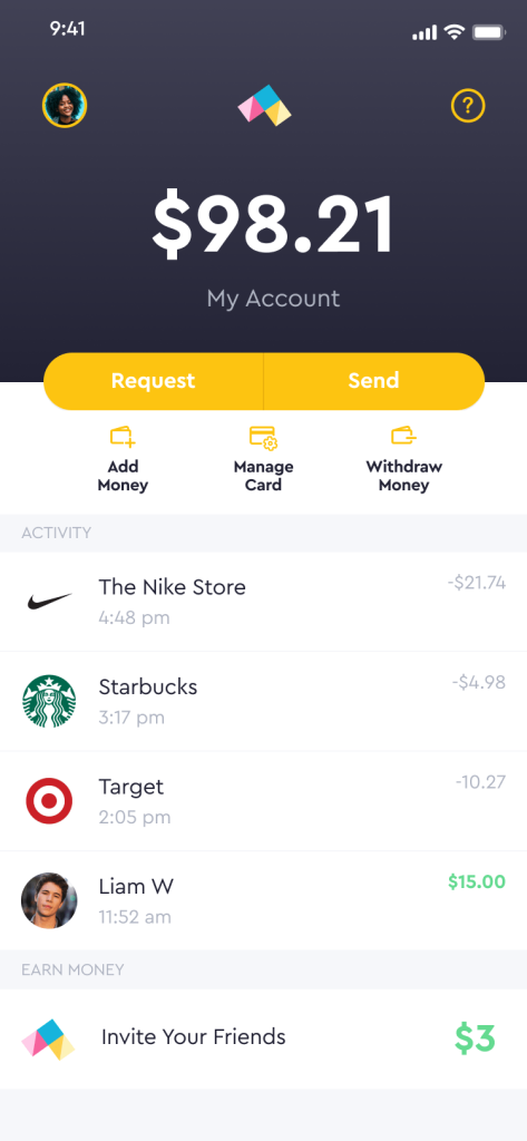 Step showing account activity on a smartphone