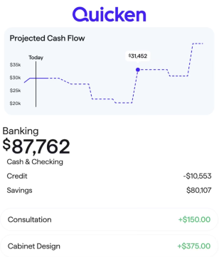 Simplifi app showing cash flow projection and spending watchlists